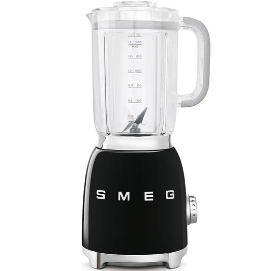 Smeg BLF01BLUK 1.5 Litre 50's Style Jug Blender, 800W, 19.7cm Wide - Black | Atlantic Electrics