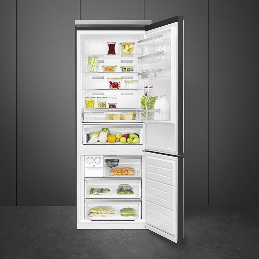 Smeg FA490RAN/G 461 Litre Portofino Right Hand Hinge Frost Free Fridge Freezer, 70.4cm Wide - Anthracite | Atlantic Electrics - 39478438101215 