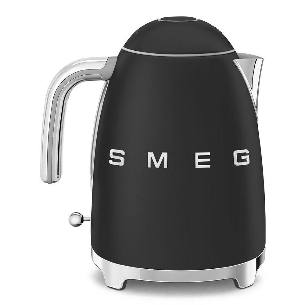 SMEG KLF03BLMUK 1.7 Litre 50's Style Kettle, 22.6cm Wide - Matte Black | Atlantic Electrics - 39478437150943 