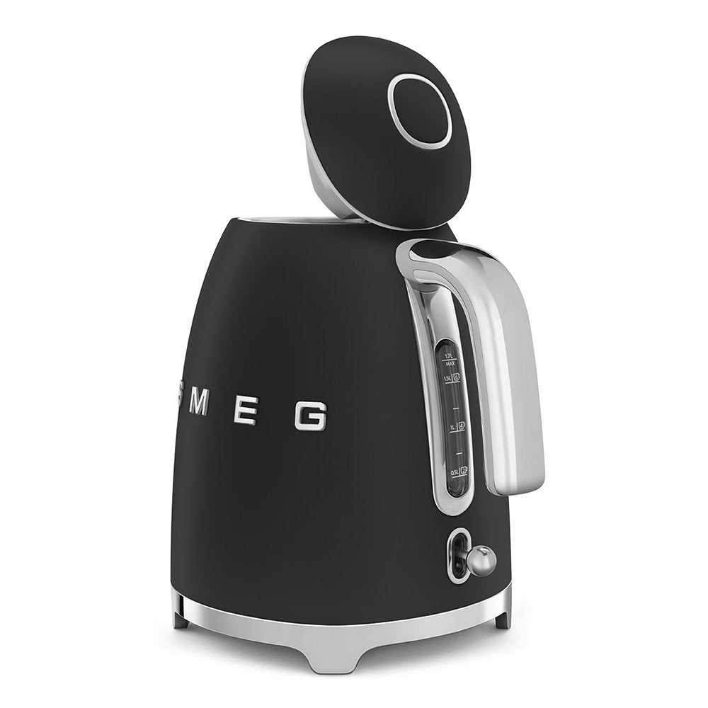 SMEG KLF03BLMUK 1.7 Litre 50's Style Kettle, 22.6cm Wide - Matte Black | Atlantic Electrics - 39478437282015 