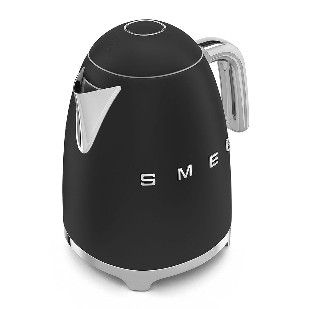 SMEG KLF03BLMUK 1.7 Litre 50's Style Kettle, 22.6cm Wide - Matte Black | Atlantic Electrics - 39478437052639 