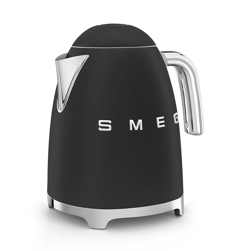 SMEG KLF03BLMUK 1.7 Litre 50's Style Kettle, 22.6cm Wide - Matte Black | Atlantic Electrics - 39478436921567 