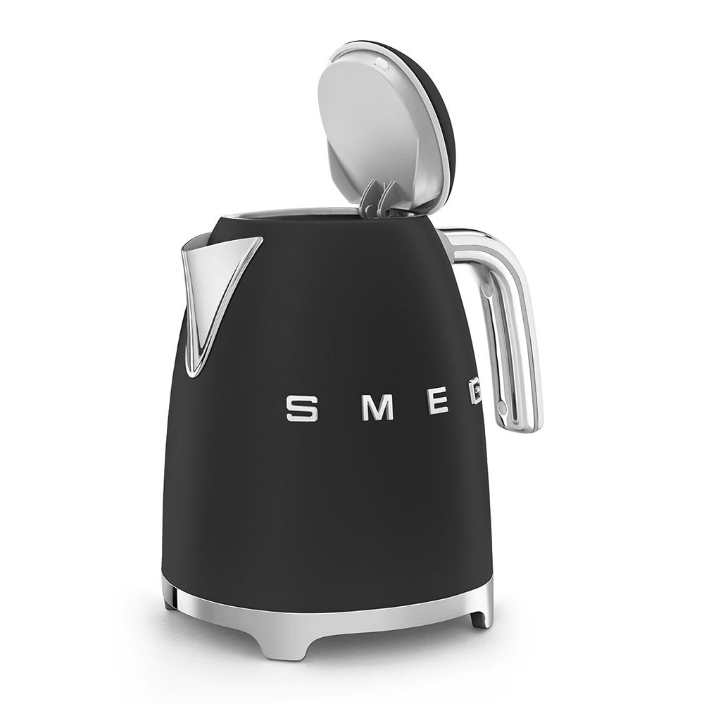 SMEG KLF03BLMUK 1.7 Litre 50's Style Kettle, 22.6cm Wide - Matte Black | Atlantic Electrics - 39478437347551 