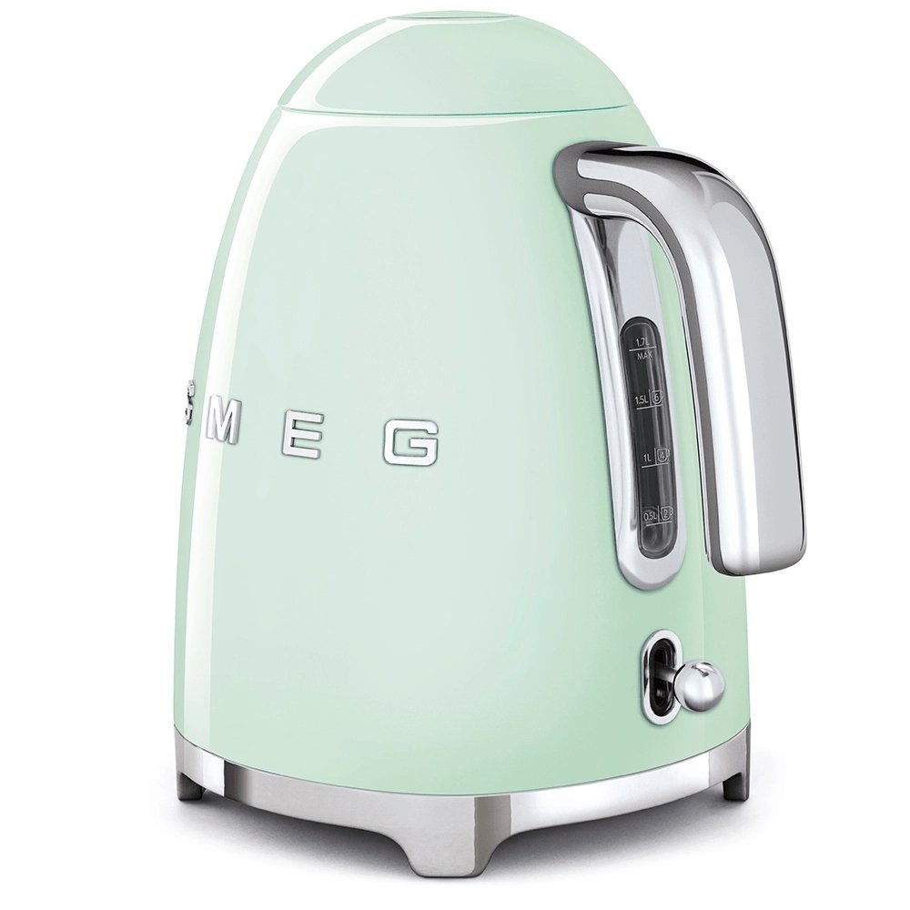 SMEG KLF03PGUK 1.7 Litre 50's Style Kettle, 22.6cm Wide - Pastel Green | Atlantic Electrics