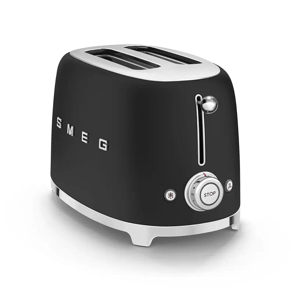 Smeg TSF01BLMUK 31cm Wide 50's Style Toaster, 2 Slices - Matte Black | Atlantic Electrics - 39478452453599 