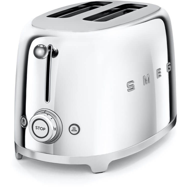 Smeg TSF01SSUK 50S Retro Style 2 Slice Toaster - Chrome Silver | Atlantic Electrics - 39478451601631 