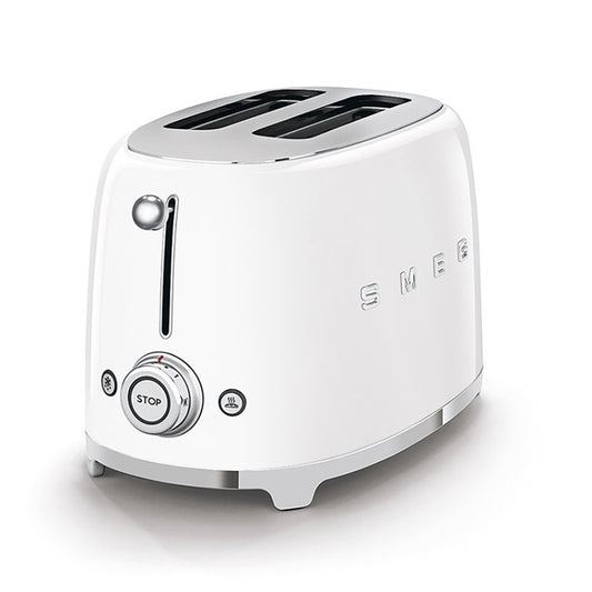 SMEG TSF01WHUK Retro Style 2 Slice Toaster, 31cm Wide - White | Atlantic Electrics