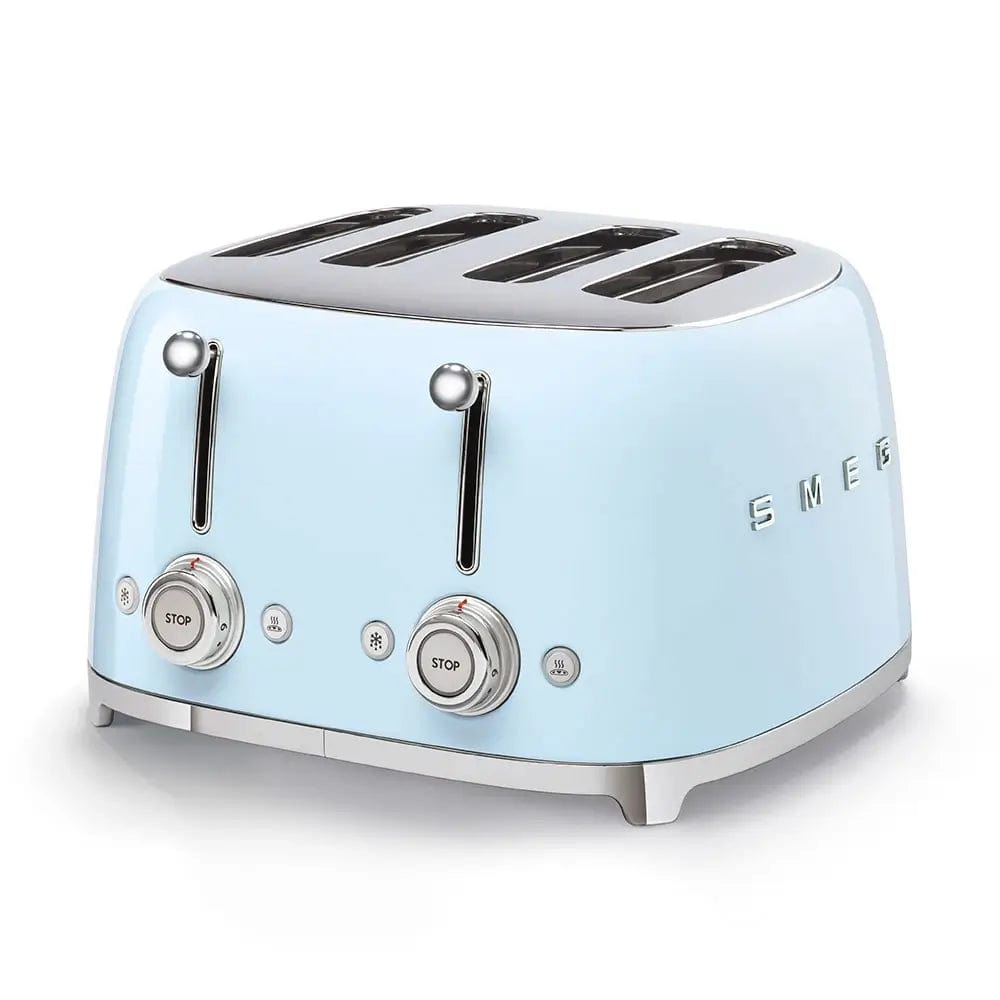 Smeg TSF03PBUK 50's Style Toaster, 4 Slice, 30cm Wide - Pastel Blue | Atlantic Electrics - 39478453698783 