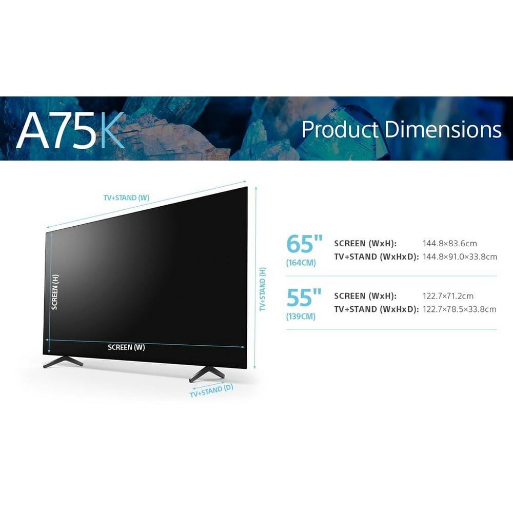 Sony Bravia XR XR55A75KU (2022) OLED HDR 4K Ultra HD Smart Google TV, 55 inch with Youview/Freesat HD, Dolby Atmos & Acoustic Surface Audio, Black | Atlantic Electrics - 39478464053471 