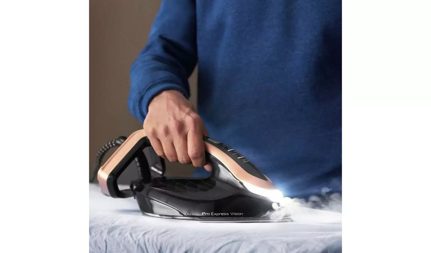 Tefal GV9820G0 Pro Express Vision Steam Generator Iron Black & Gold | Atlantic Electrics