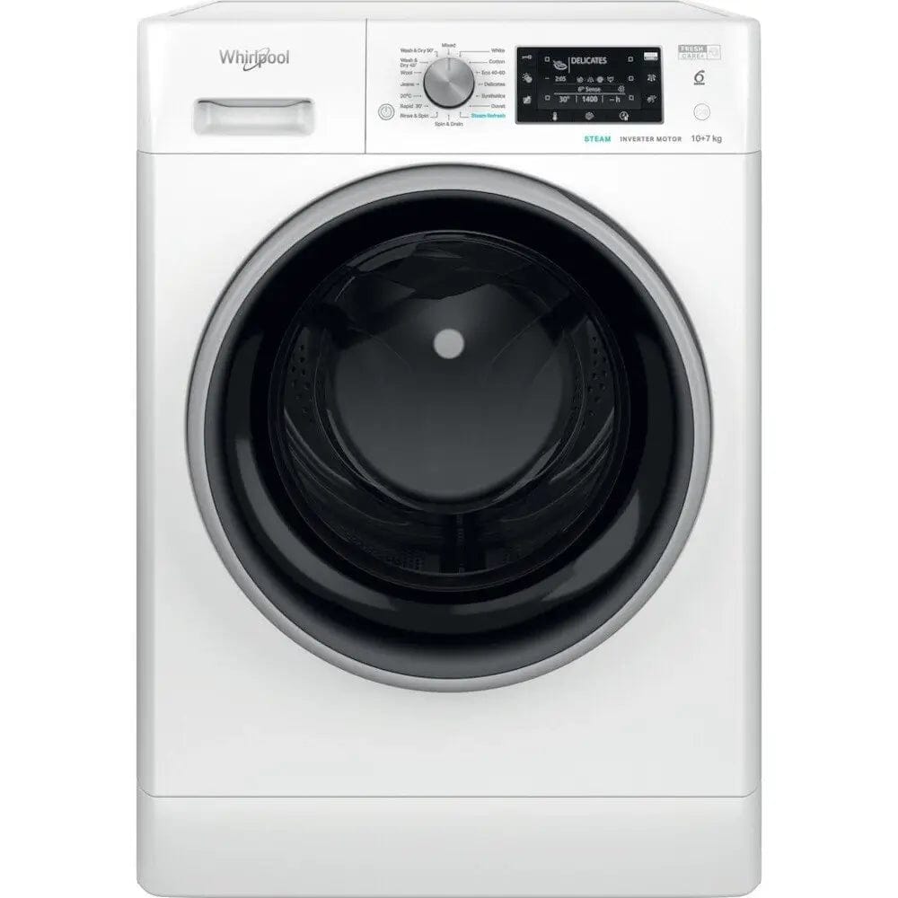 Whirlpool FFWDD1074269BSVUK 10kg/7kg Washer Dryer, 1400 rpm, 60cm Wide - White | Atlantic Electrics - 39478525001951 