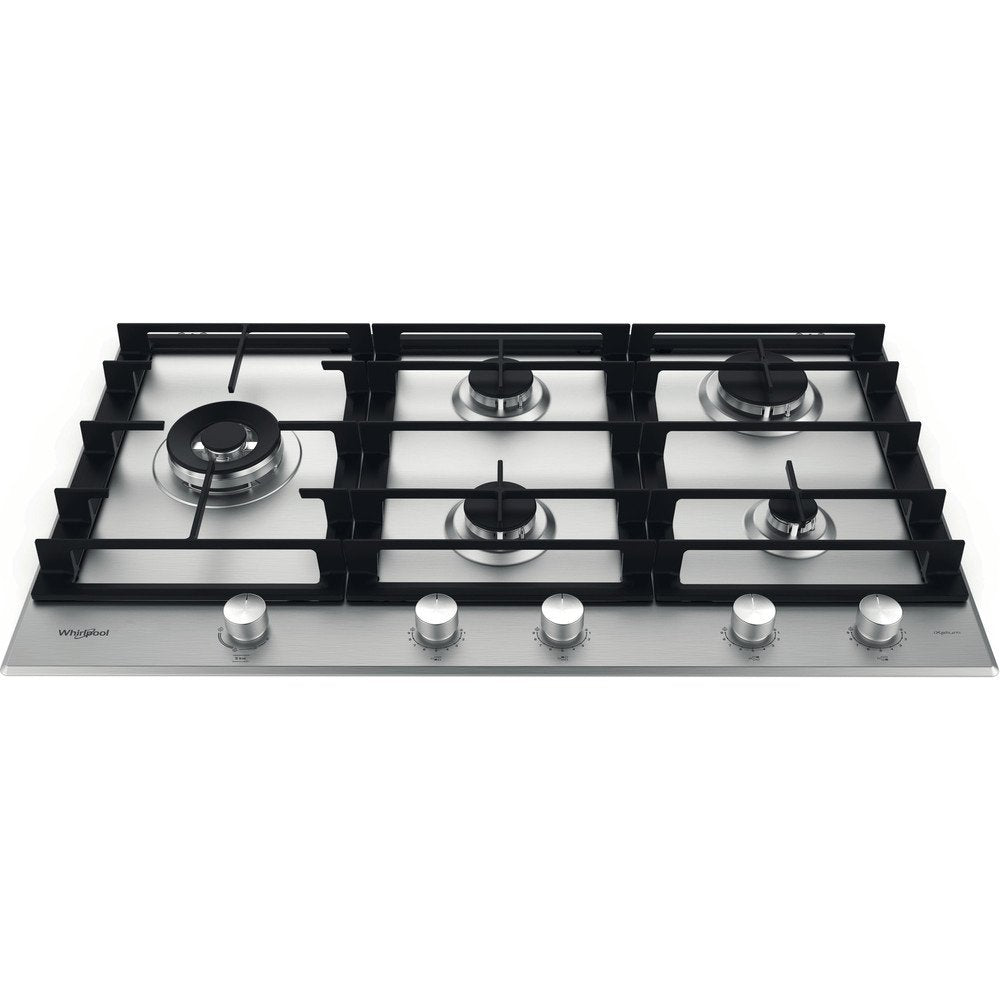 Whirlpool GMWL958IXL 90cm Wide Built-In Gas Hob, 5 Burners - Inox | Atlantic Electrics - 39478528934111 