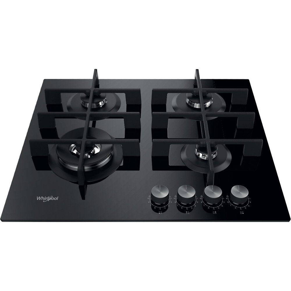 Whirlpool W Collection GOWL628NB Gas Hob, 4 Burners, 59cm Wide - Black | Atlantic Electrics - 39478530244831 