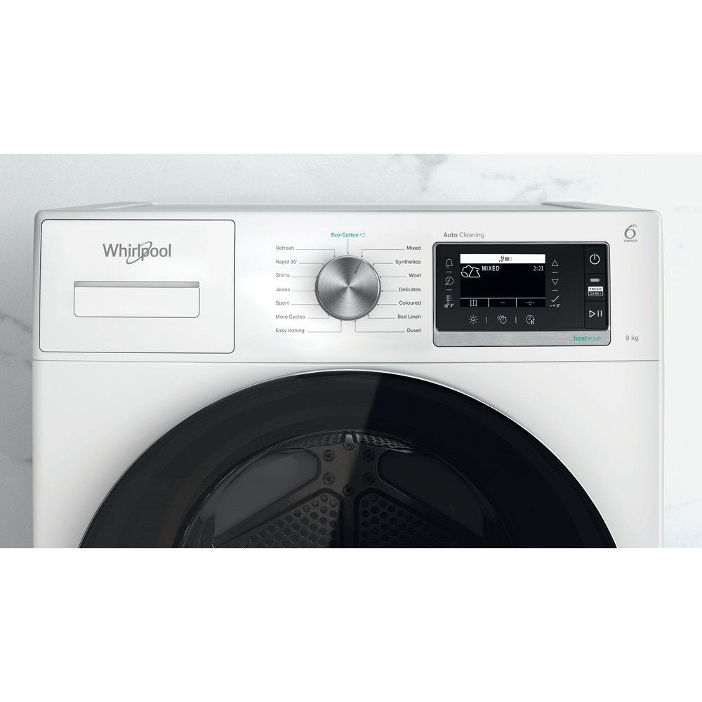 Whirlpool W6D94WRUK 9Kg Freestanding Heat Pump Tumble Dryer, 59.7cm Wide - White | Atlantic Electrics - 39478532636895 