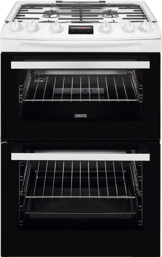 Zanussi ZCG63260WE 60cm Double Oven Gas Cooker with Electric Grill - White | Atlantic Electrics