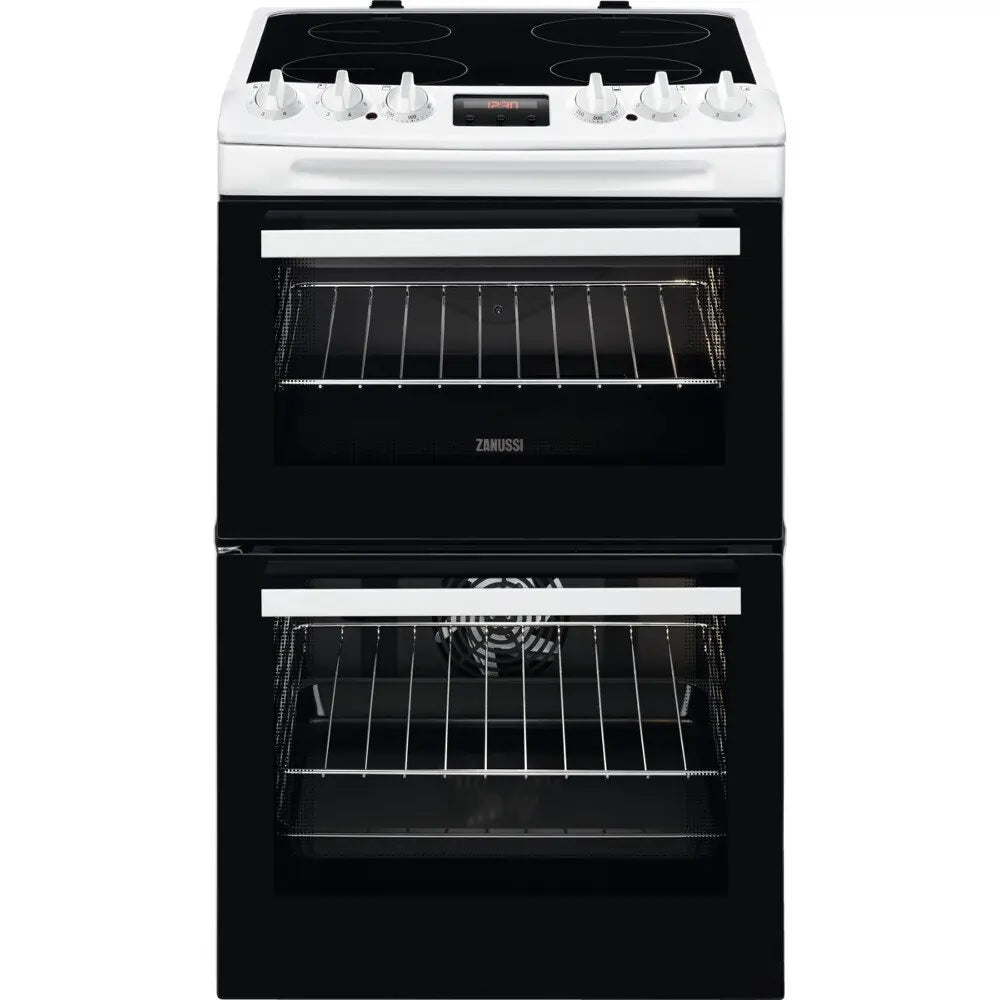 Zanussi ZCV46250WA Double Oven Cooker with Ceramic Hob - White | Atlantic Electrics - 40217415254239 