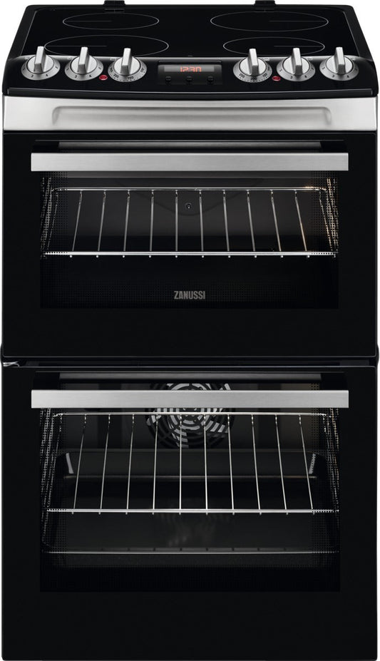 Zanussi ZCV46250XA 55cm Electric Cooker with Ceramic Hob - Stainless Steel | Atlantic Electrics