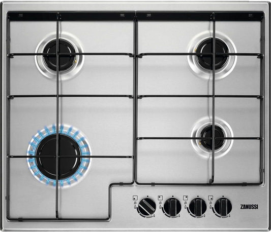 Zanussi ZGNN642X 60cm 4 Burner Gas Hob - Stainless Steel | Atlantic Electrics