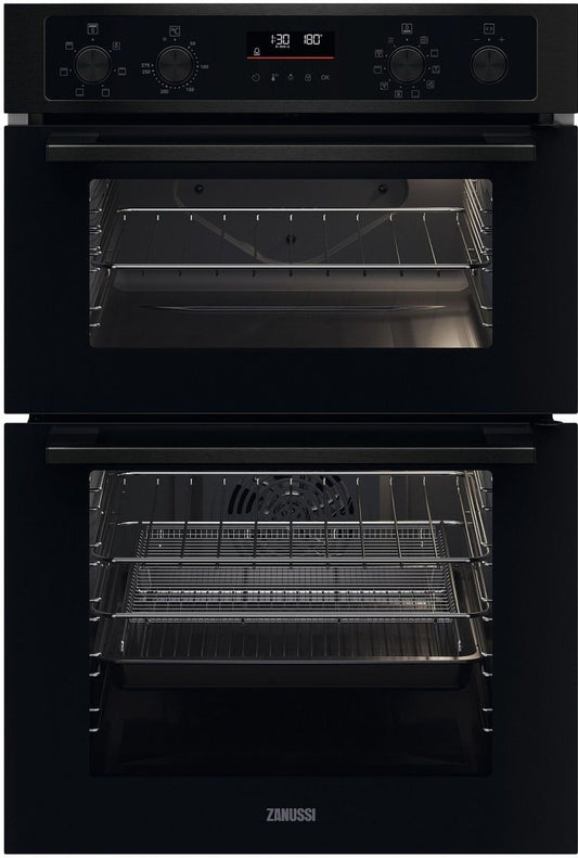 Zanussi ZKCNA7KN AirFry Built In Electric Double Oven - Black | Atlantic Electrics