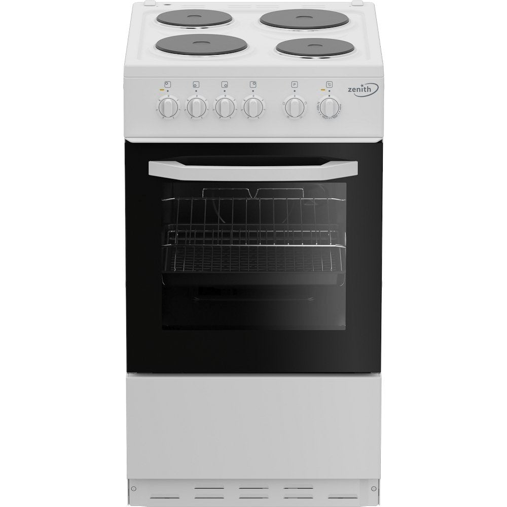 Zenith ZE503W 50cm Single Oven Electric Cooker with solid plate - hob White | Atlantic Electrics - 39478567796959 