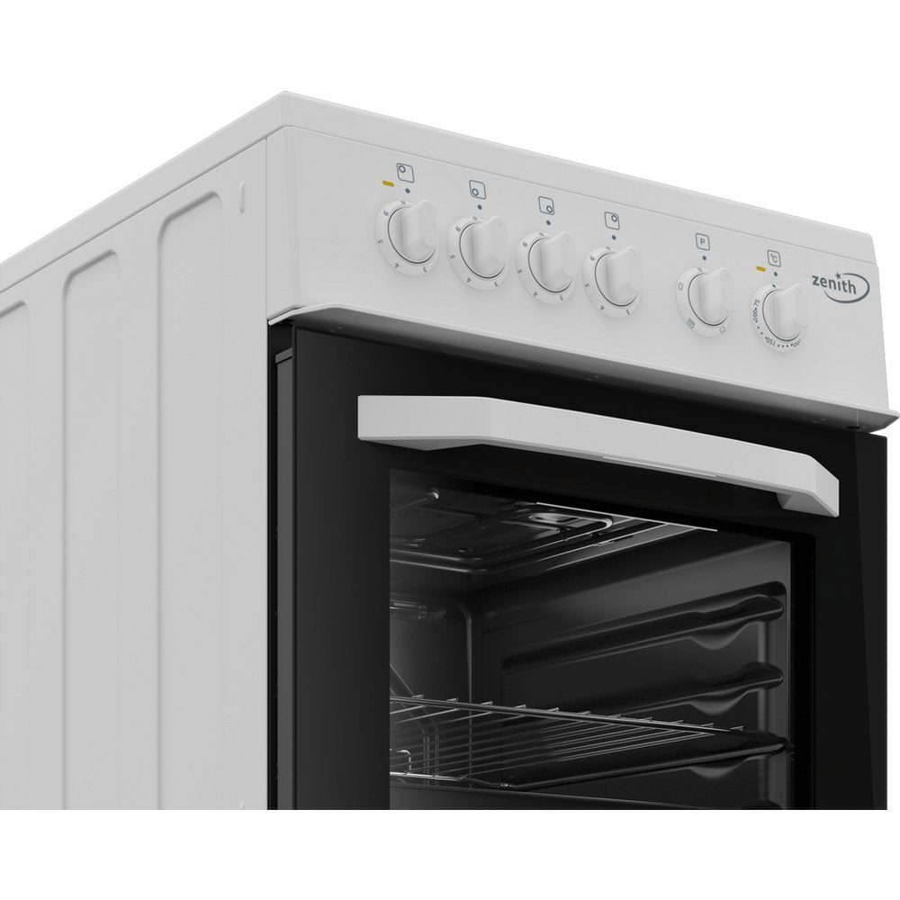 Zenith ZE503W 50cm Single Oven Electric Cooker with solid plate - hob White | Atlantic Electrics - 39478567895263 